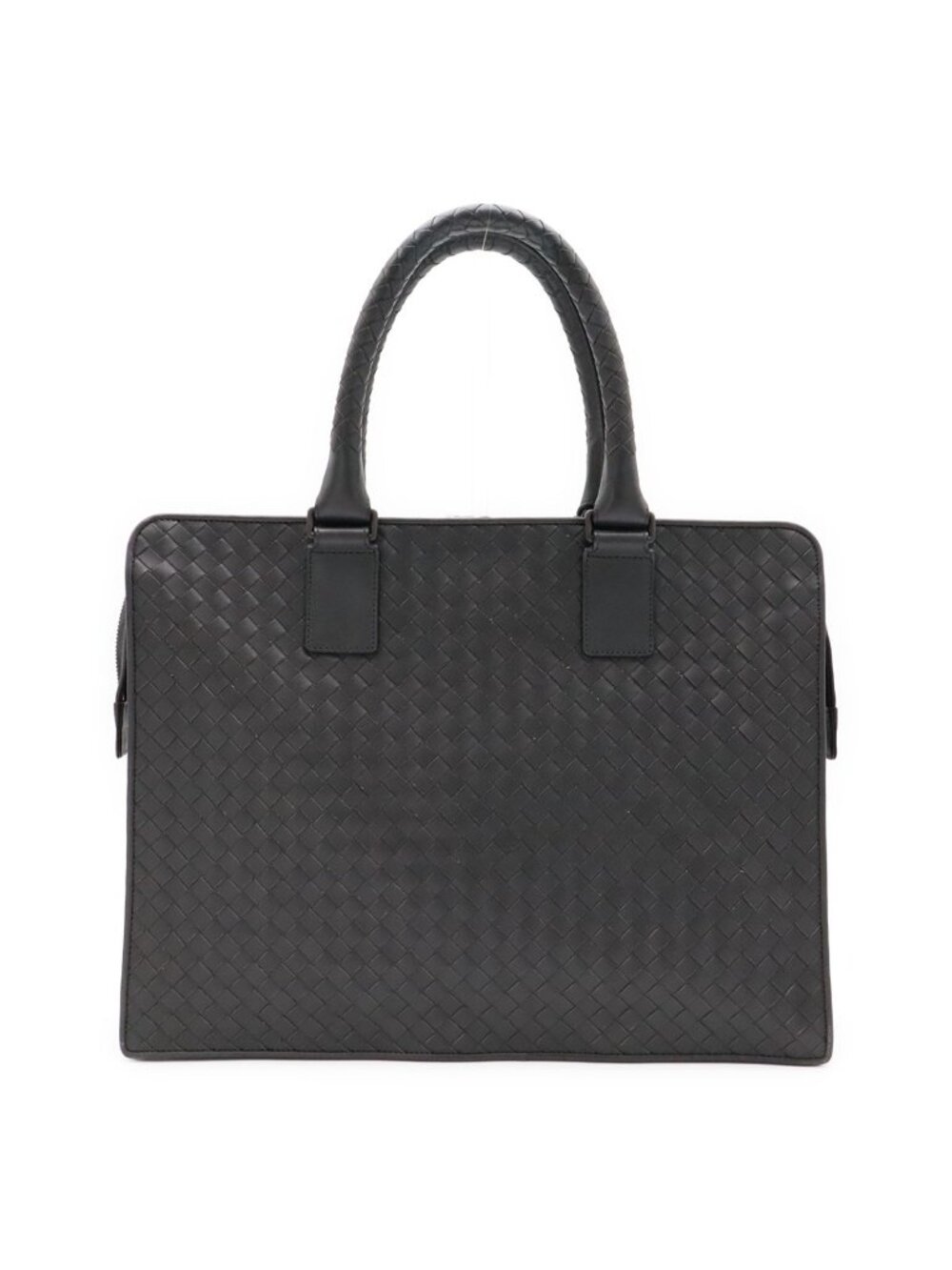 Bottega Veneta Intrecciato Business Briefcase Documents Purse Leather Gray